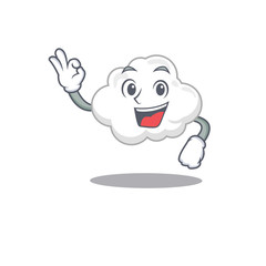 White cloud mascot design style with an Okay gesture finger