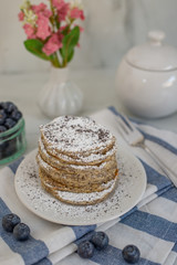 Homemade pancakes with poppy seeds