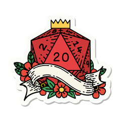 natural twenty D20 dice roll sticker