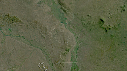Nsanje, Malawi - outlined. Satellite