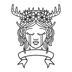 elf druid character face with banner illustration