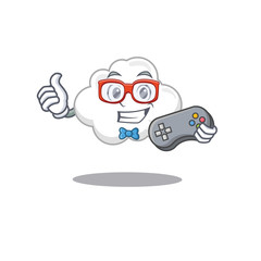 Mascot design concept of white cloud gamer using controller
