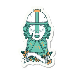 half orc fighter with natural 20 dice roll sticker