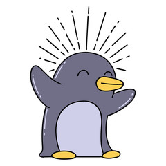 traditional tattoo style happy penguin