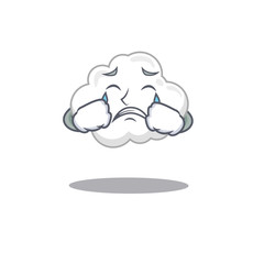 Cartoon character design of white cloud with a crying face