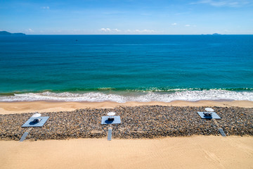 Aerial view of beach and sea at Nha Trang city, Khanh Hoa, Vietnam