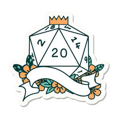 natural twenty D20 dice roll sticker