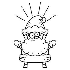 traditional black line work tattoo style santa claus christmas character