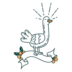 banner with tattoo style sea bird