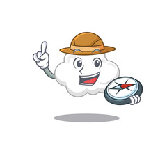 mascot design concept of white cloud explorer with a compass