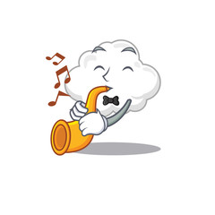 Talented musician of white cloud cartoon design playing a trumpet © kongvector
