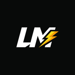 Initial Letter LM with Lightning
