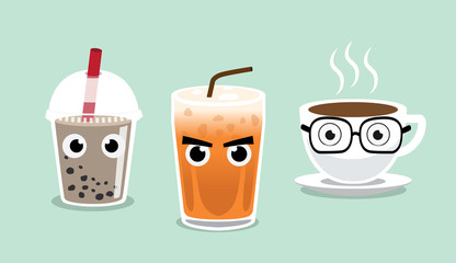 Milk Tea Alliance Cartoon Characters Set