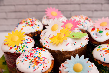 festive bread decorated with flowers on a table