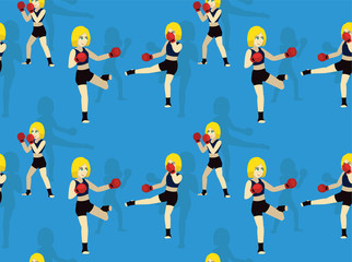 Manga Boxing Low Kick Vector Seamless Background Wallpaper-01