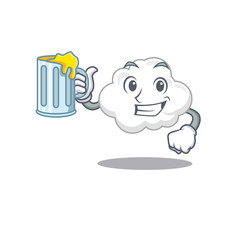 A cartoon concept of white cloud rise up a glass of beer
