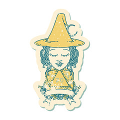human witch with natural twenty dice roll illustration