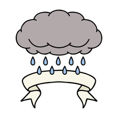 tattoo with banner of a cloud raining