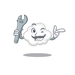 A picture of white cloud mechanic mascot design concept