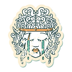 crying elf barbarian character face illustration