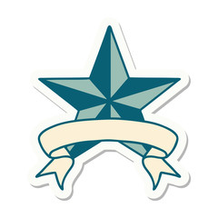 tattoo sticker with banner of a star