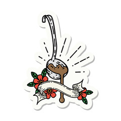 sticker of tattoo style ladle of gravy