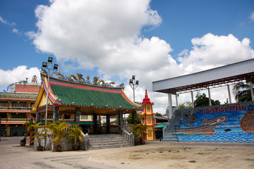 View landscape of Leng Chu Kiang or Chao Mae Lim Ko Niao Chinese Shrine for thai people travel visit and respect pray at Pattani on August 16, 2019 in Pattani, Thailand