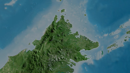 Sabah, Malaysia - outlined. Satellite © Yarr65