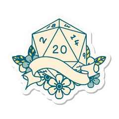 natural twenty D20 dice roll sticker