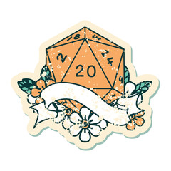 natural twenty D20 dice roll illustration