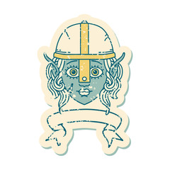 elf fighter character face with banner illustration