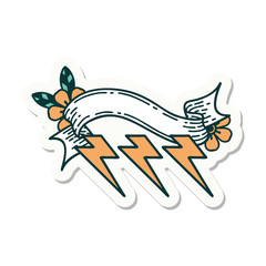 tattoo sticker with banner of lightning  bolts