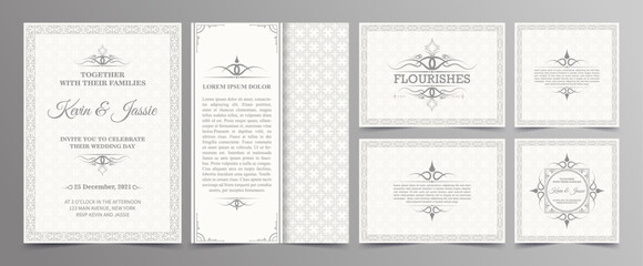 Vintage style vector design invitation card with a white background	