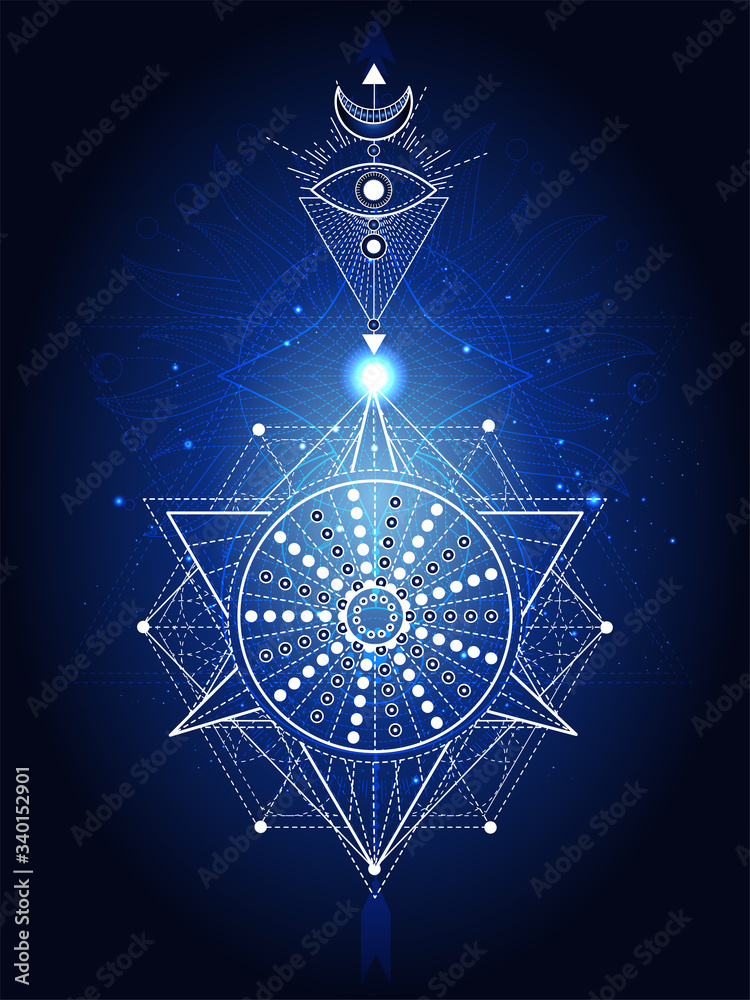 Canvas Prints vector illustration of sacred geometry symbol on abstract background.