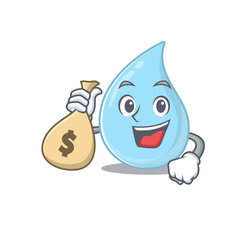 Rich raindrop cartoon design holds money bags