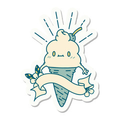 sticker of tattoo style ice cream character