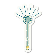 grunge sticker of tattoo style glass thermometer