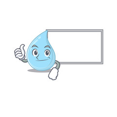 Humorous raindrop cartoon design Thumbs up bring a white board