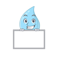 Smiling raindrop cartoon design style has a board
