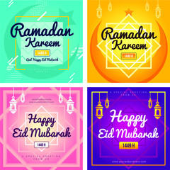 Ramadan Kareem And Eid Mubarak Graphic Greetings