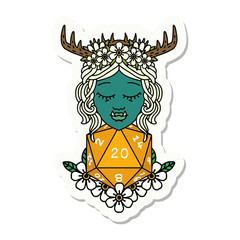 half orc druid with natural twenty dice roll sticker