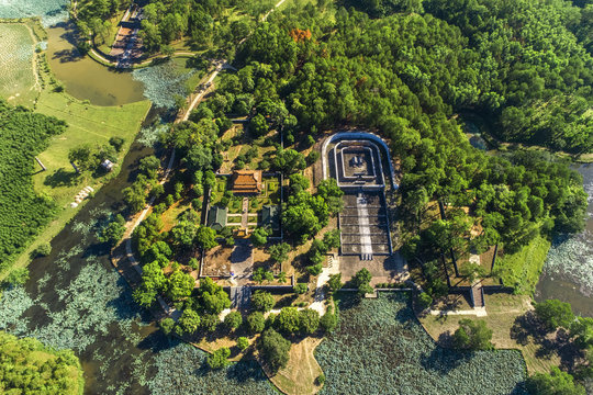 General View In Tomb Of Gia Long Emperor In Hue, Vietnam. A UNESCO World Heritage Site.