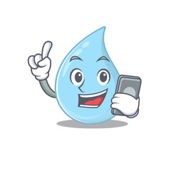 Raindrop cartoon in character speaking on phone