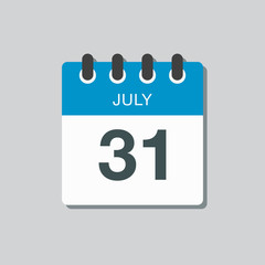 Icon calendar day 1 July, summer days of the year