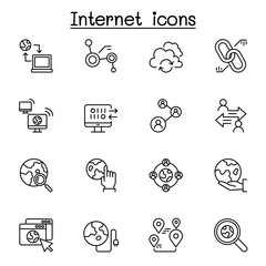 Internet connection icon set in thin line style
