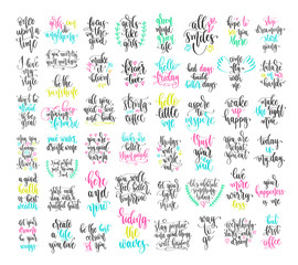set of 50 hand lettering positive quote, motivation and inspiration phrases design