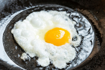 fried eggs in a frying pan