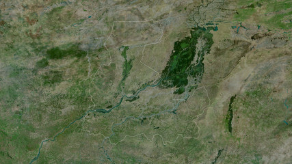 Ségou, Mali - outlined. Satellite