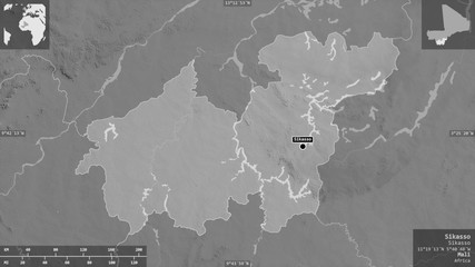 Sikasso, Mali - composition. Grayscale