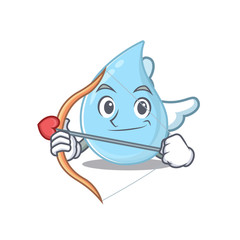 Raindrop in cupid cartoon character with arrow and wings